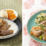 「国産真鯛カマの煮付け」と「低温調理 長州どりレバーの野菜炒め」