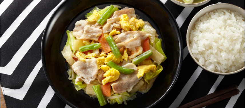 肉野菜炒め（銚子産山口さんのキャベツ使用）